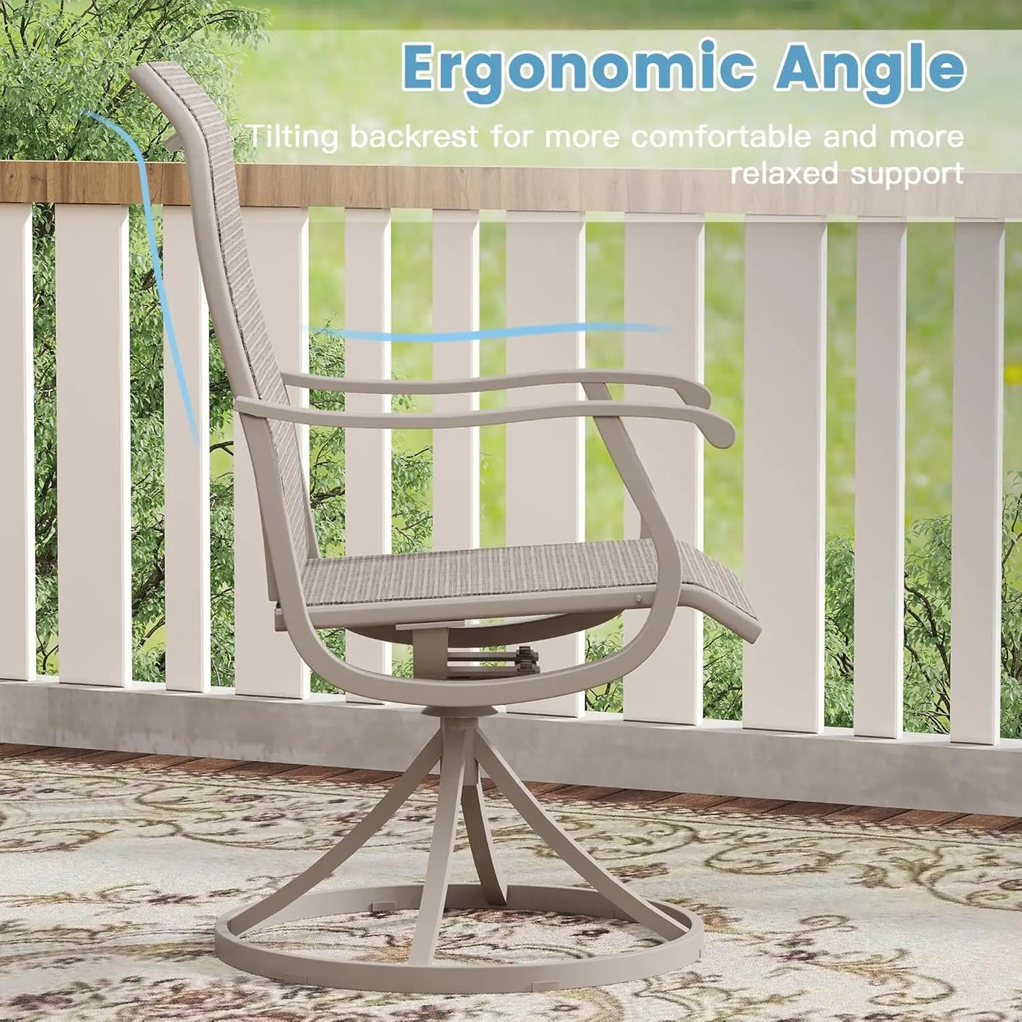Patio Swivel Dining Chairs All-Weather Outdoor Textilene Fabric