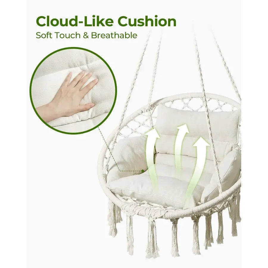 Macrame Hammock Chair Cushion For Indoor Outdoor Use