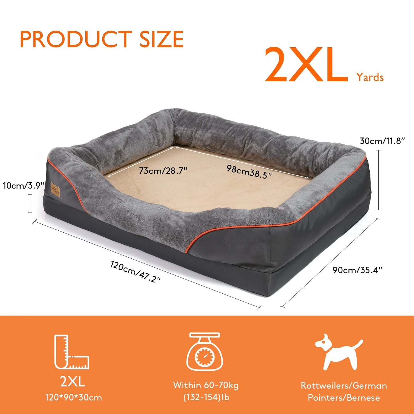 BINGOPAWCN Hypoallergenic Dog Bed With Removable Washable Cover