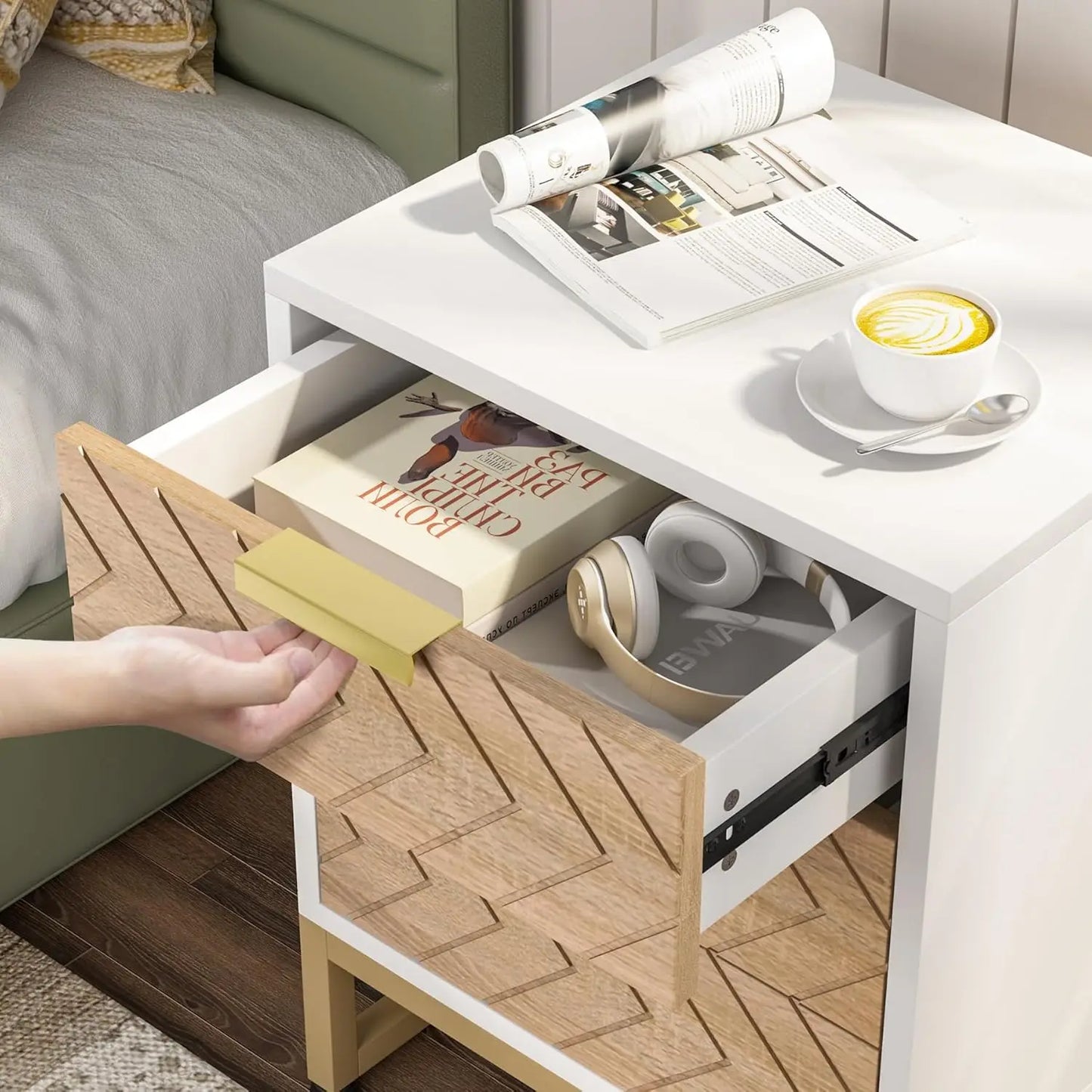 Little Tree 3-Drawer Nightstand With Chevron Design