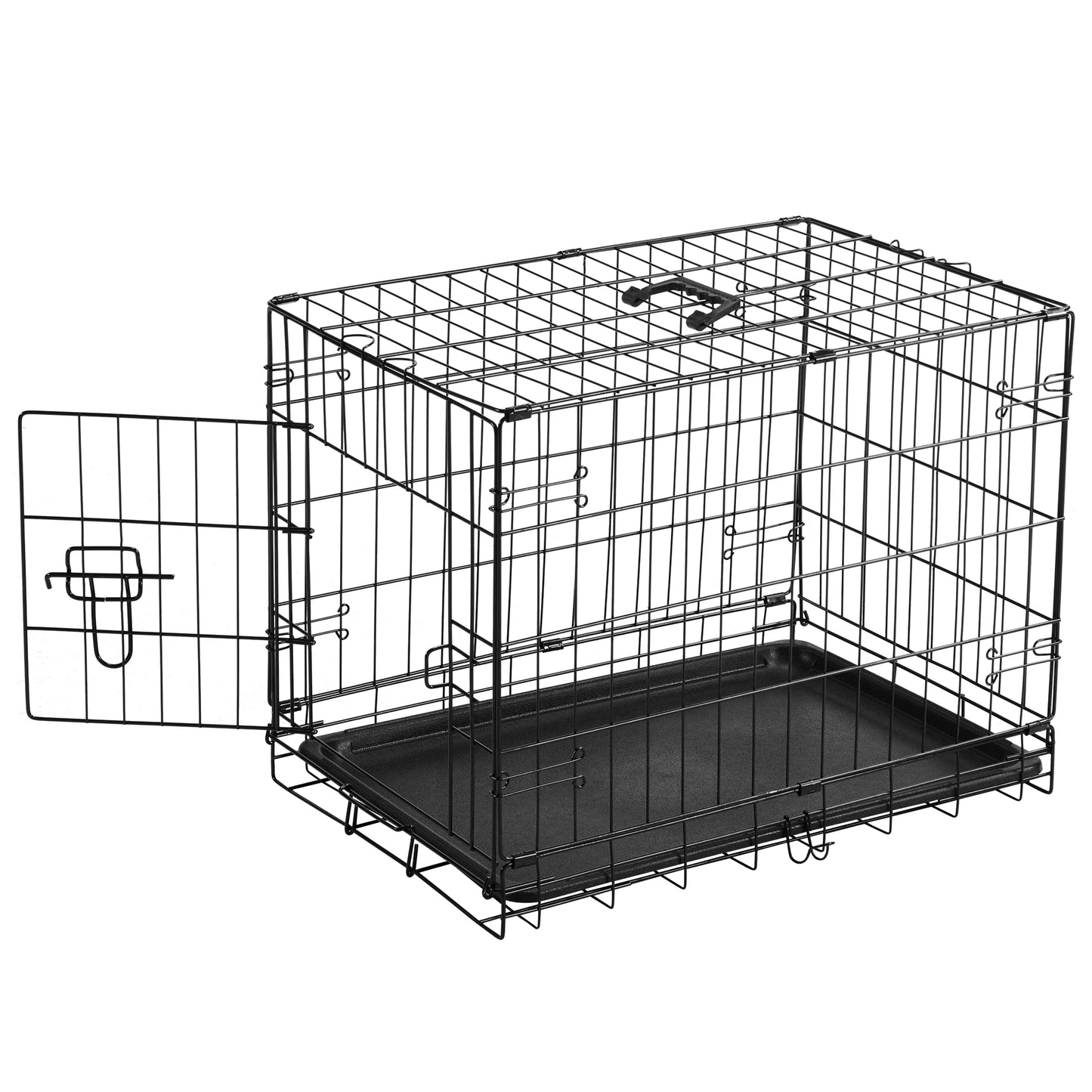 JHK Folding Metal Dog Cage With Leakproof Pan For Indoor Or Outdoor
