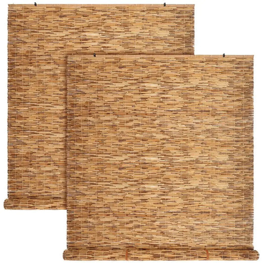 Bamboo Cordless Roll Up Outdoor Shades for Porch and Patio