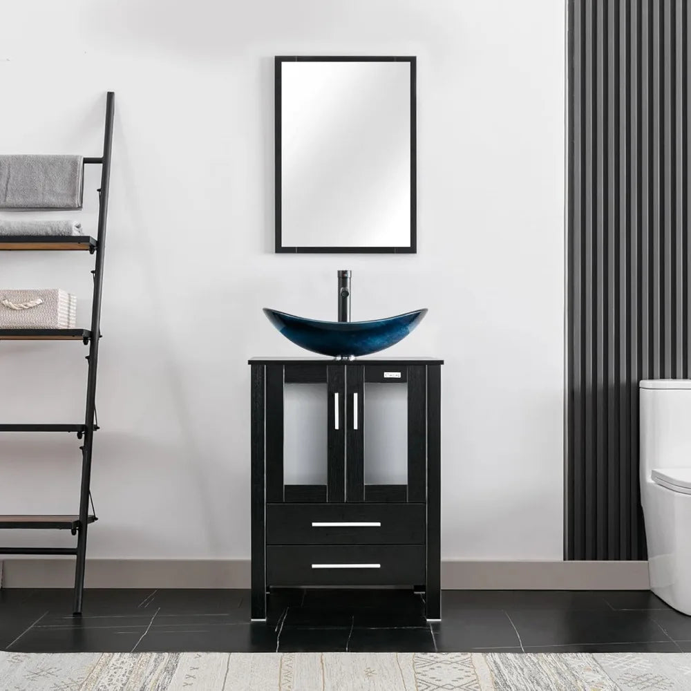XIAOLANG Modern Bathroom Vanity With Cabinet And Glass Boat Vessel Sink