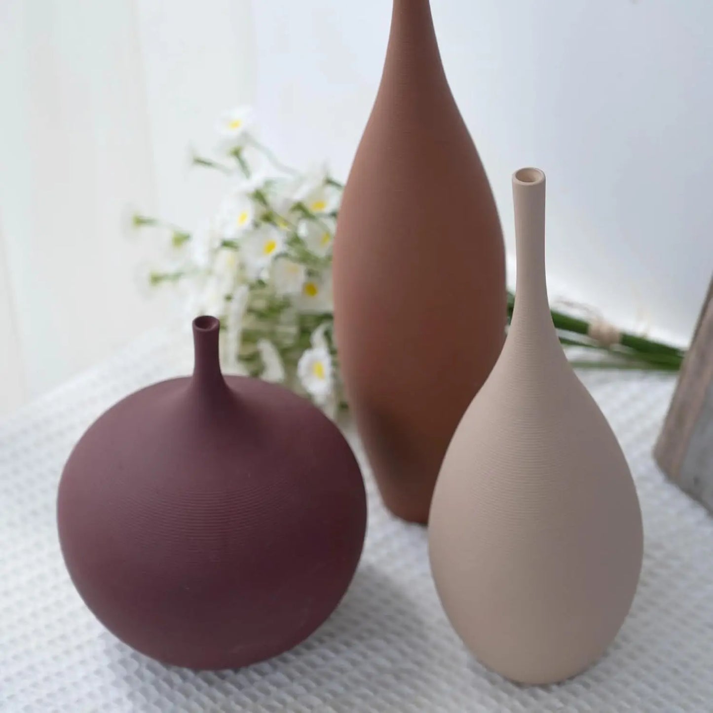 Set Of 3 Modern Ceramic Vases For Farmhouse Home Decor