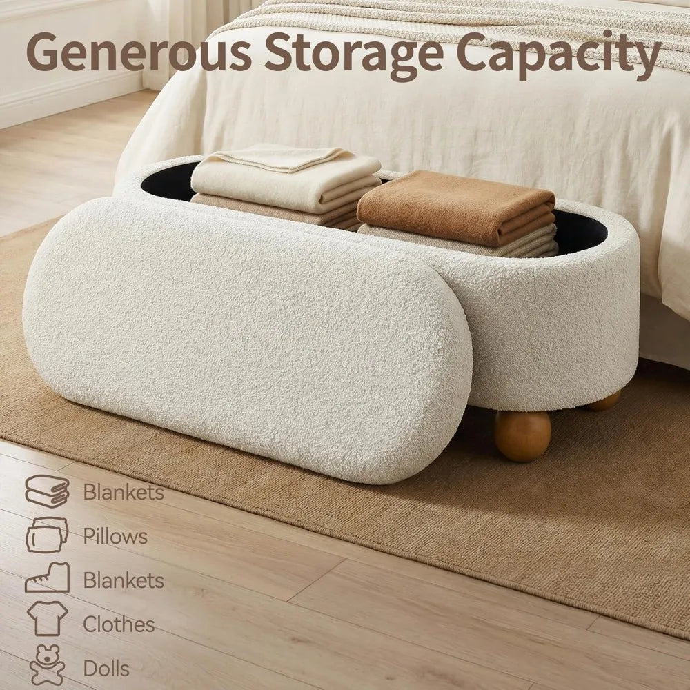 Storage Ottoman Bench for Living Room and Entryway