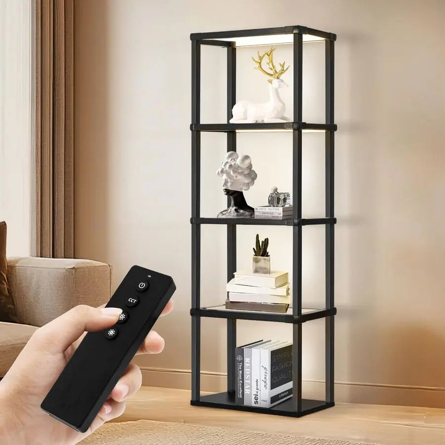 Display Shelf Floor Lamp With Dimmable LED And Remote Control