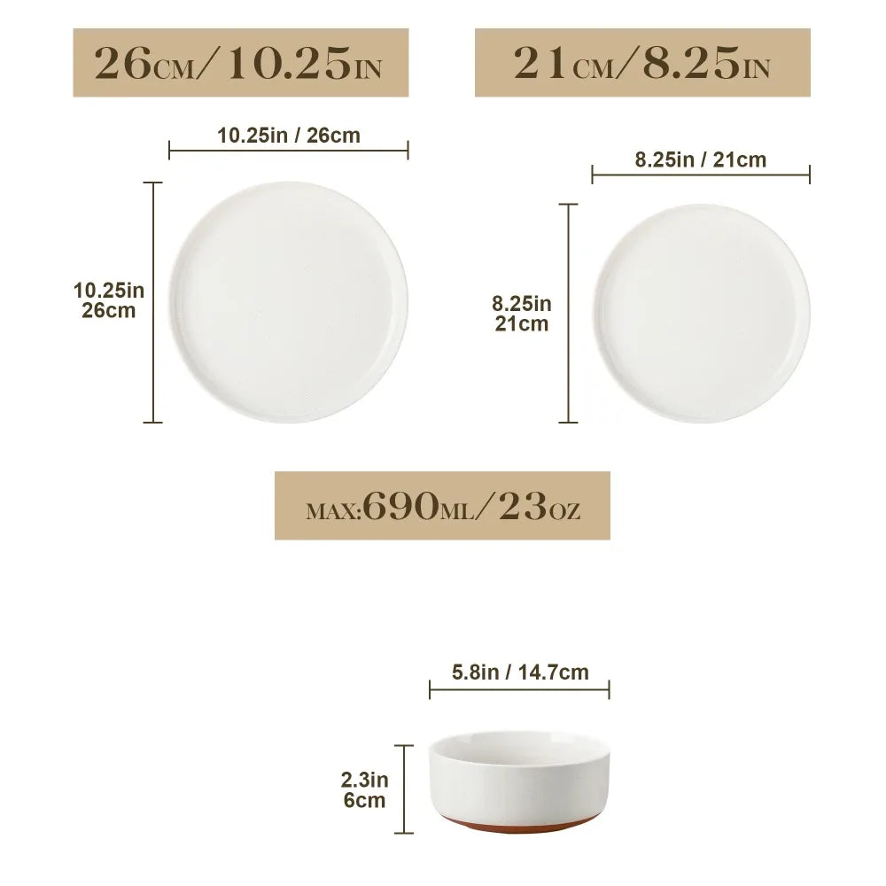 MALACASA Tara 18 Piece Stoneware Dinner Set With Layered Glaze