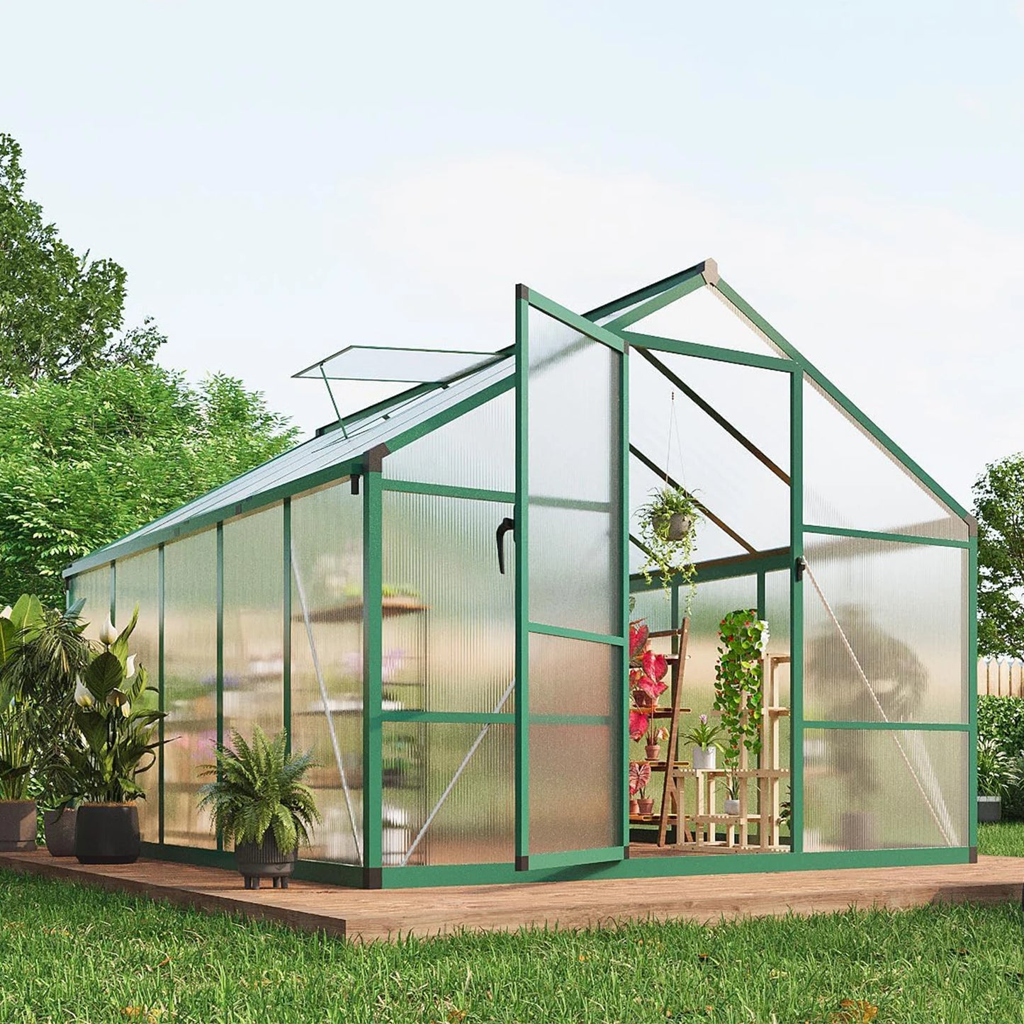 DishyKooker Walk-In Greenhouse With Roof Vent And Lockable Door