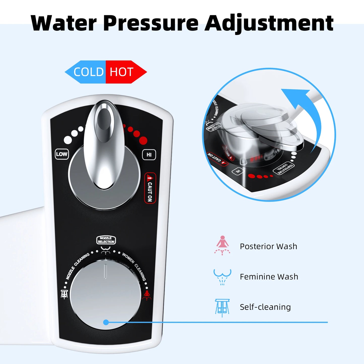 Hibbent Bidet Attachment With Hot Cold Water Spray Dual Nozzle
