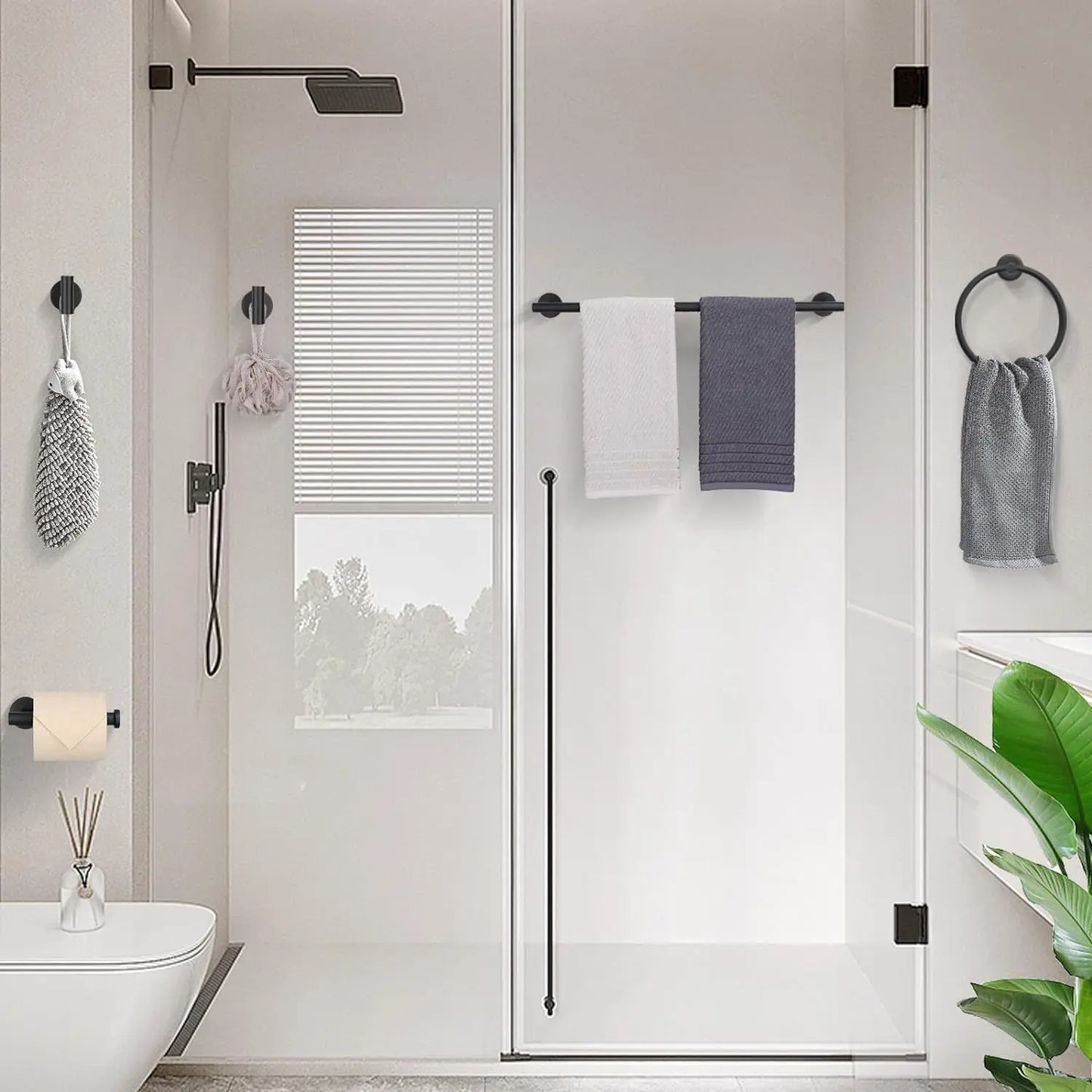 5 Piece Bath Hardware Set Stainless Steel Towel Bar Rack