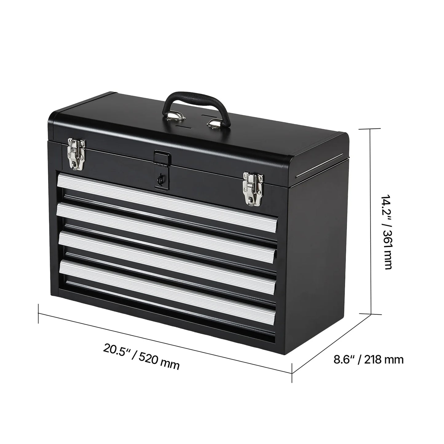 SucceBuy Metal Toolbox With 4 Locking Drawers For Workshop