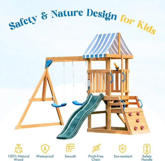 Rolife Robotime Robud Wooden Swing Set With Dual Swings Fort