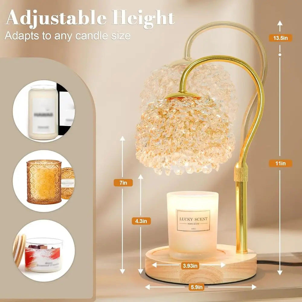 Candle Warmer Lamp With Timer And Dimmable Crystal Accent Adjustable