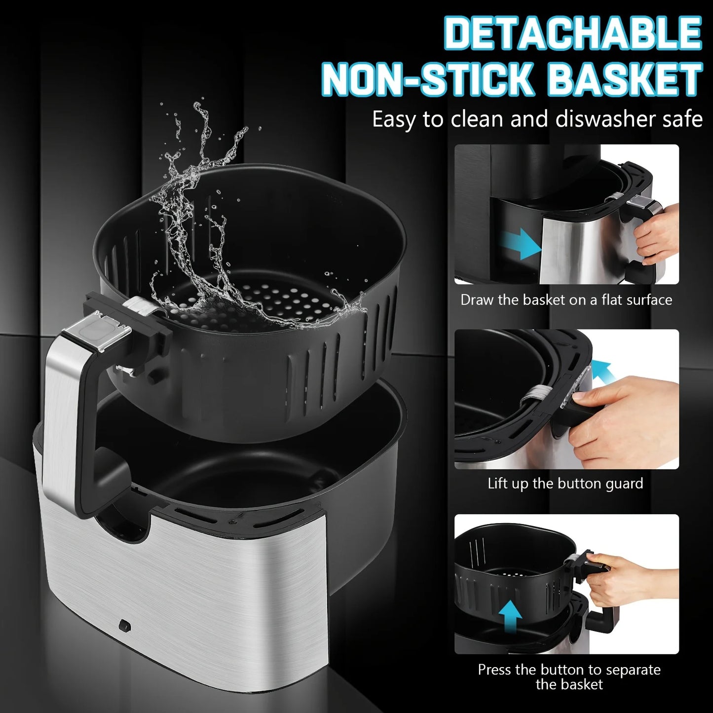 KitCook 1500W Air Fryer With 8 Presets And Digital Display