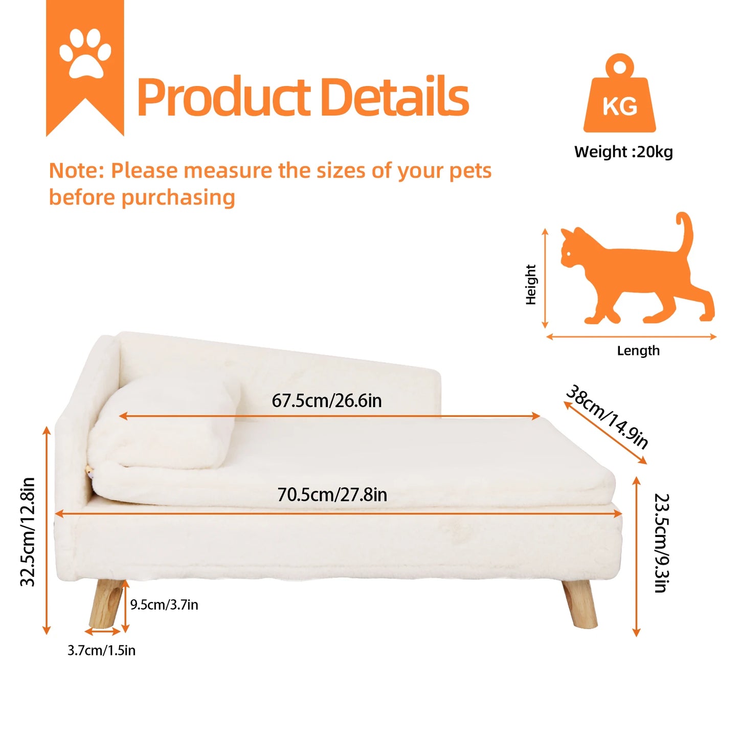 BINGOPAWCN Elevated Pet Bed Nordic Stool With Cozy Waterproof Pad
