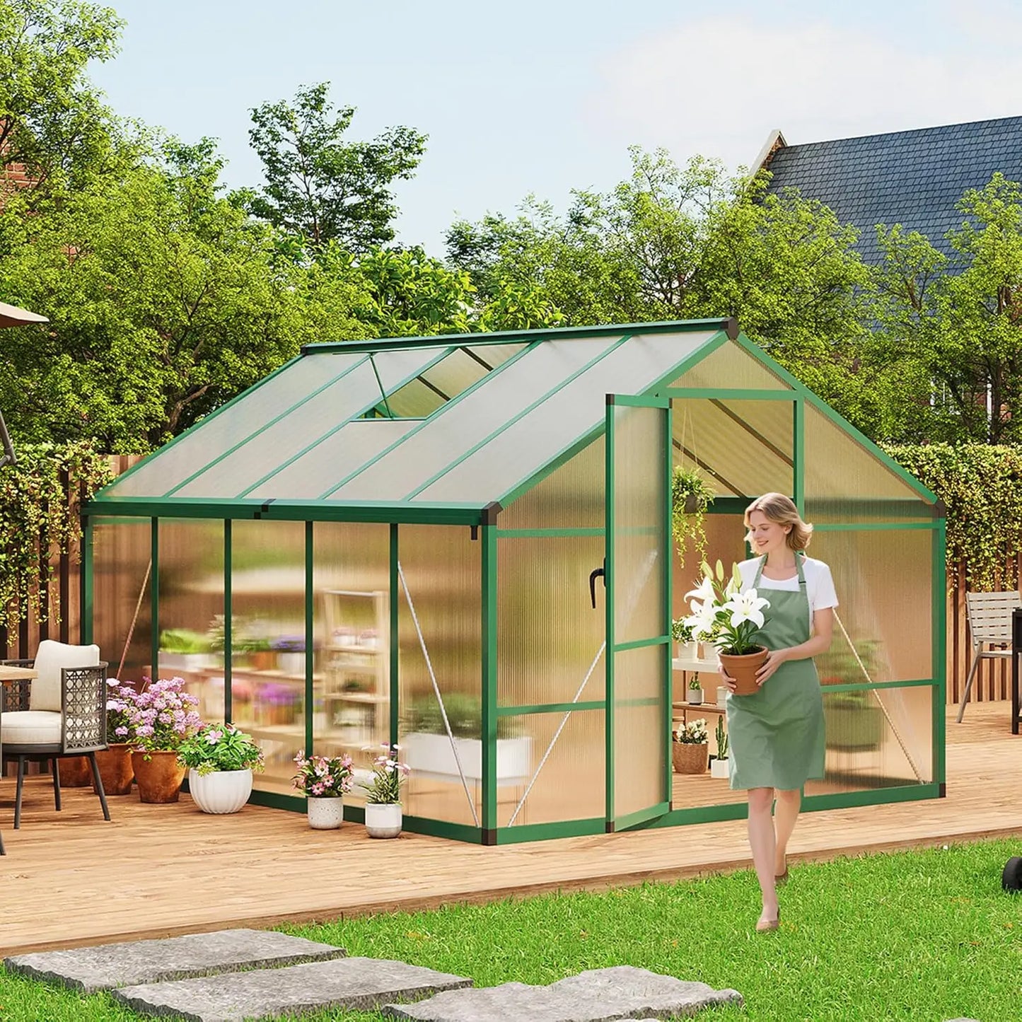 DishyKooker Walk-In Greenhouse With Roof Vent And Lockable Door