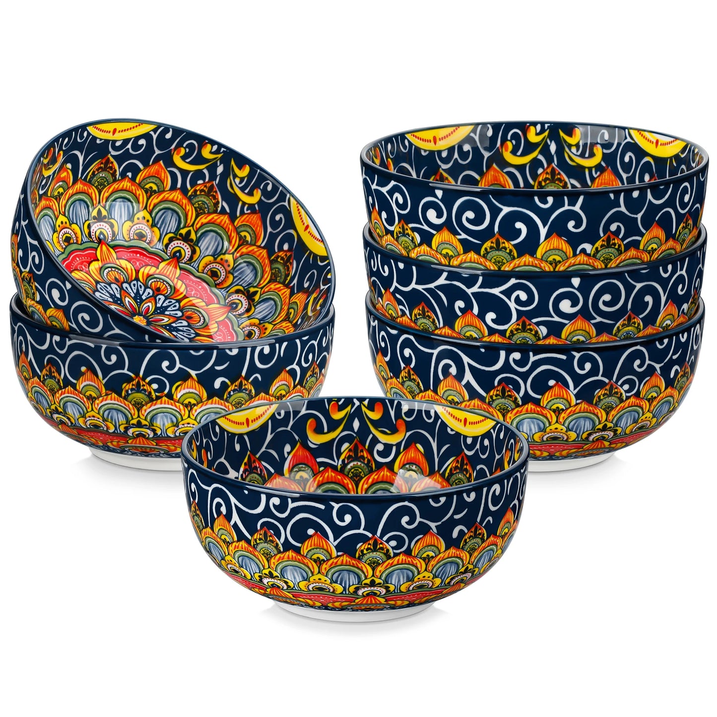 Malacasa Floral Bohemian Ceramic Porcelain Cereal Bowls Set