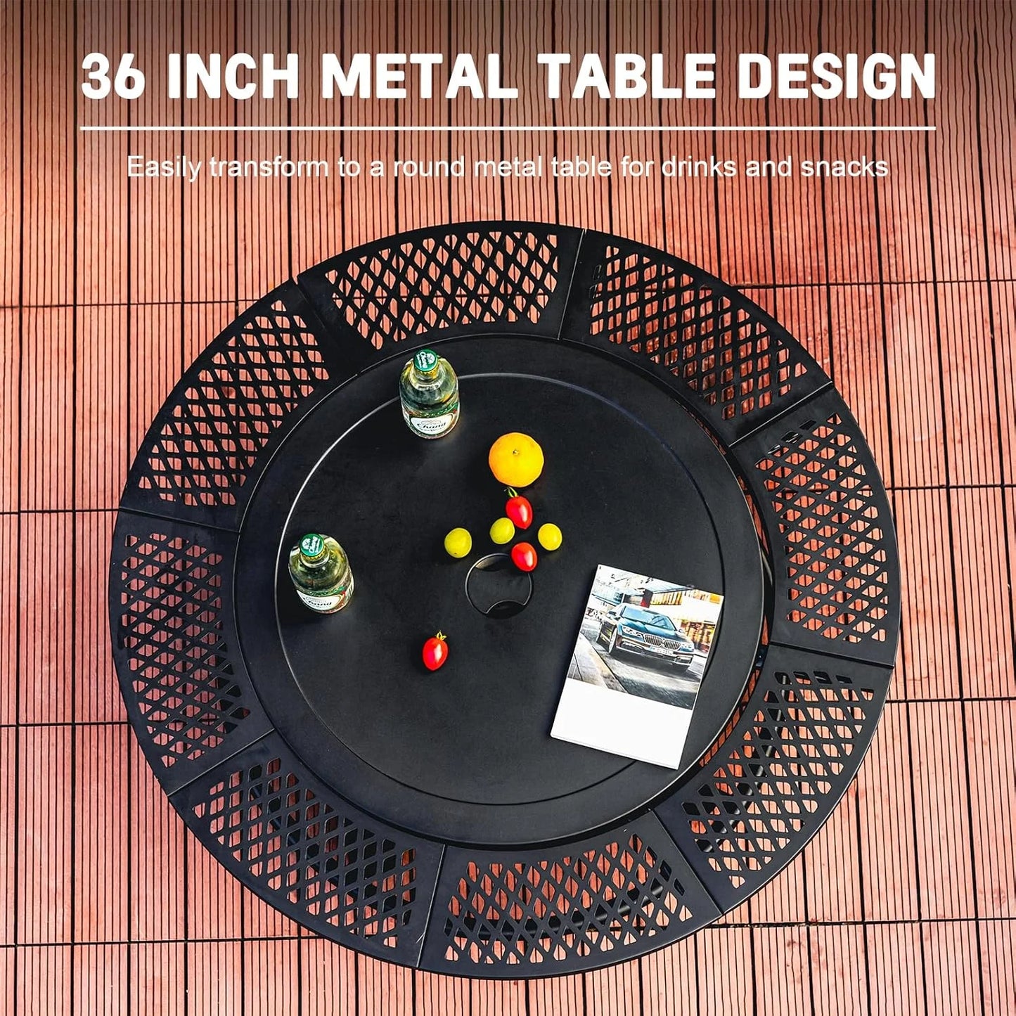 3 In 1 Outdoor Wood Burning Fire Pit With Grills And Lid For Backyard Barbecue