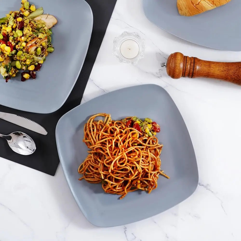 BONJEAN Unbreakable Melamine Square Dinner Plates Set