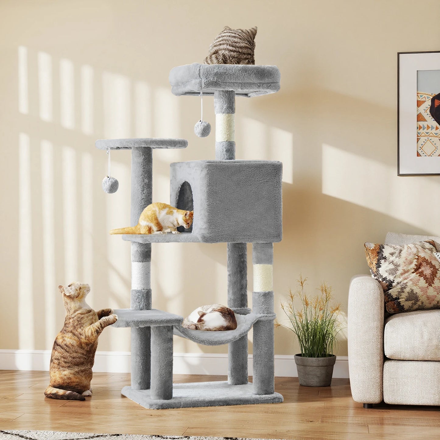 JHK Cat Tree Tall Multi Cat Climbing Tower With Sisal