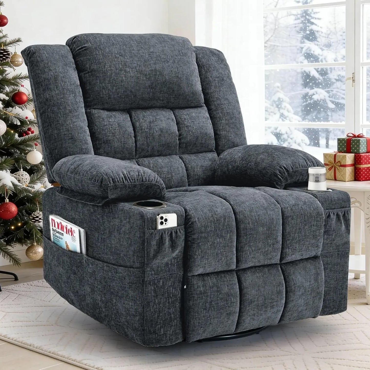 360 Degree Swivel Rocker Recliner For Adults With Massage
