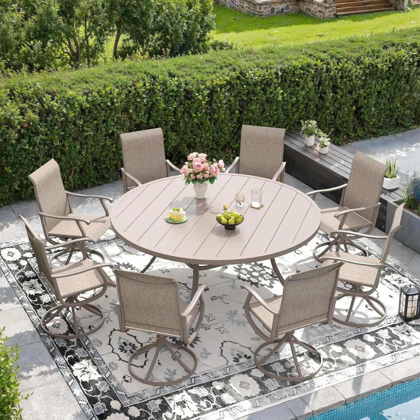 Patio Swivel Dining Chairs All-Weather Outdoor Textilene Fabric