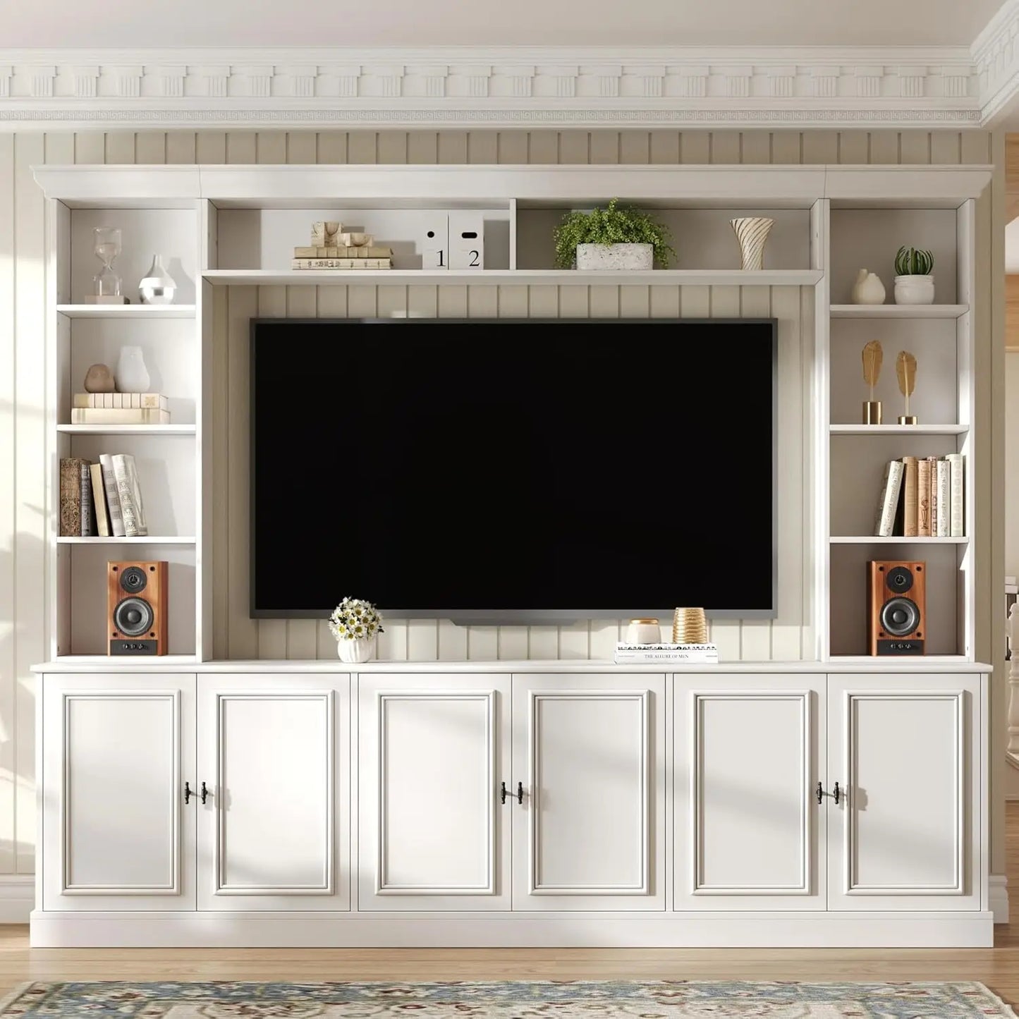 Modern 4 Piece Entertainment Center Wall Unit TV Stand Bookshelves