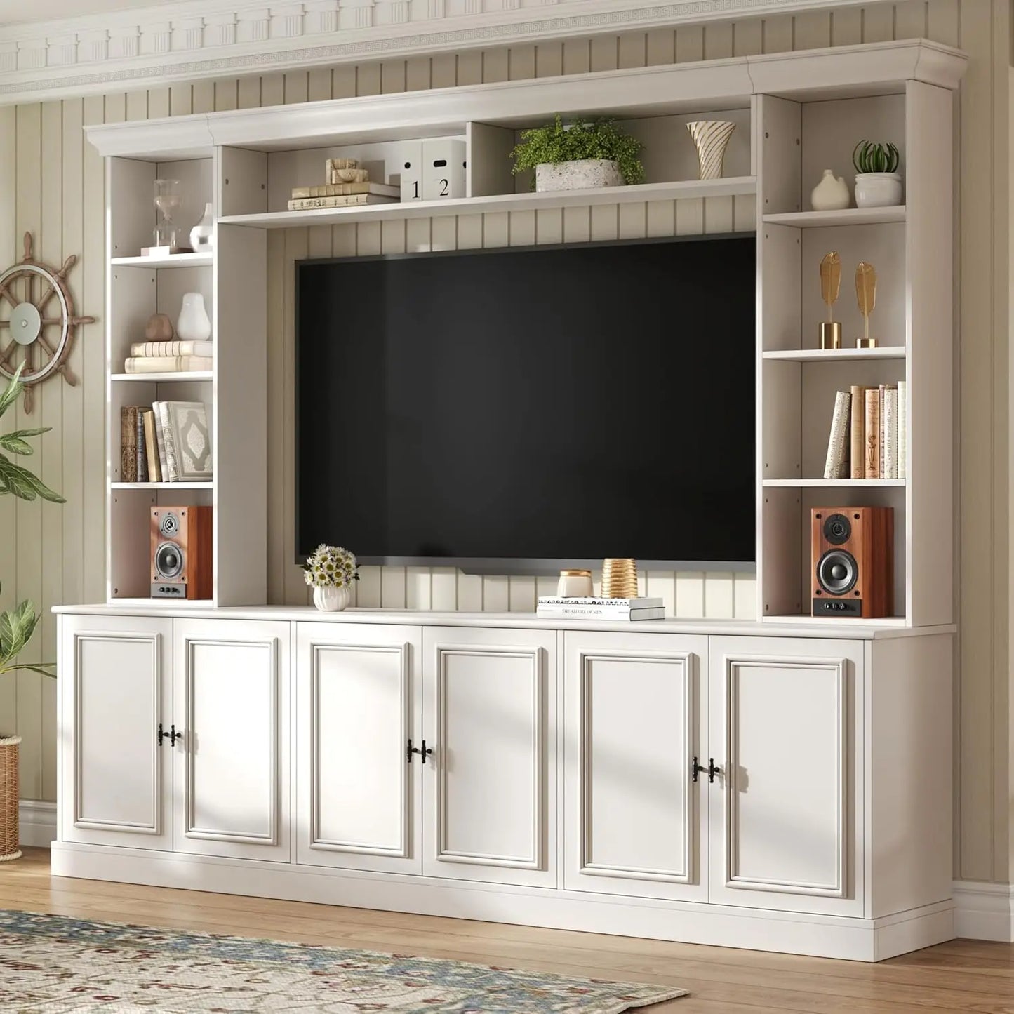 Modern 4 Piece Entertainment Center Wall Unit TV Stand Bookshelves