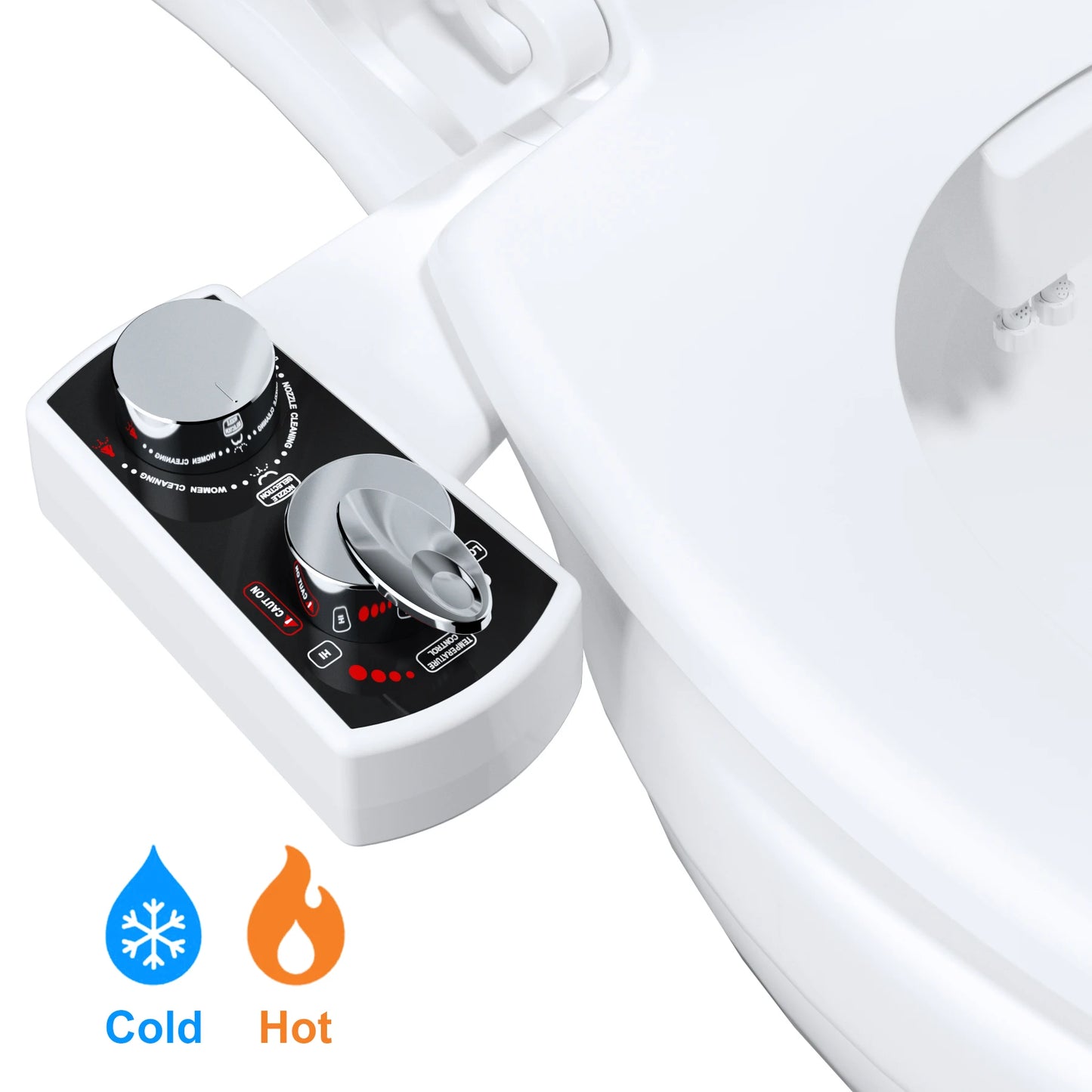 Hibbent Bidet Attachment With Hot Cold Water Spray Dual Nozzle