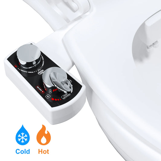 Hibbent Bidet Attachment With Hot Cold Water Spray Dual Nozzle