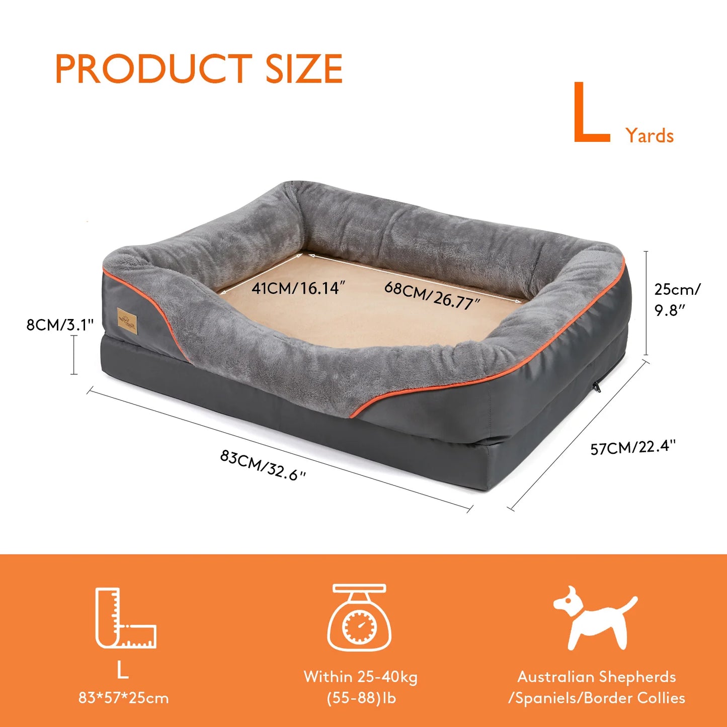 BINGOPAWCN Hypoallergenic Dog Bed With Removable Washable Cover