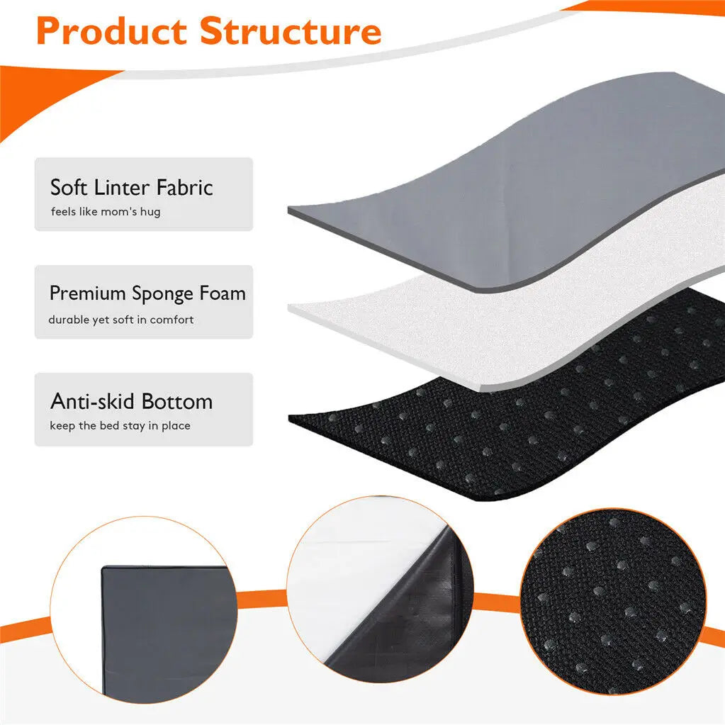 Dog Bed Orthopedic Memory Foam With Washable Waterproof Cover